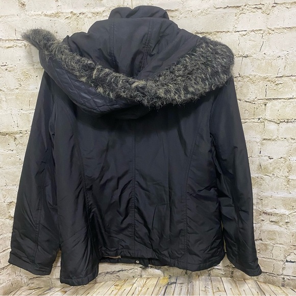 Donatella Sport Black Faux Fur Removable Hooded Zip Up Jacket - Picture 4 of 6